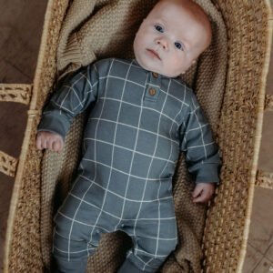 Grid Print Baby Romper